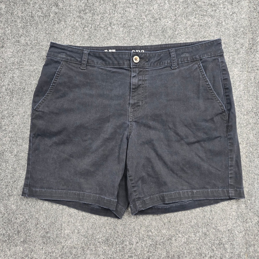 a.n.a a new approach Women Size 12 W34 Mid-Rise Twill Shorts Navy Blue